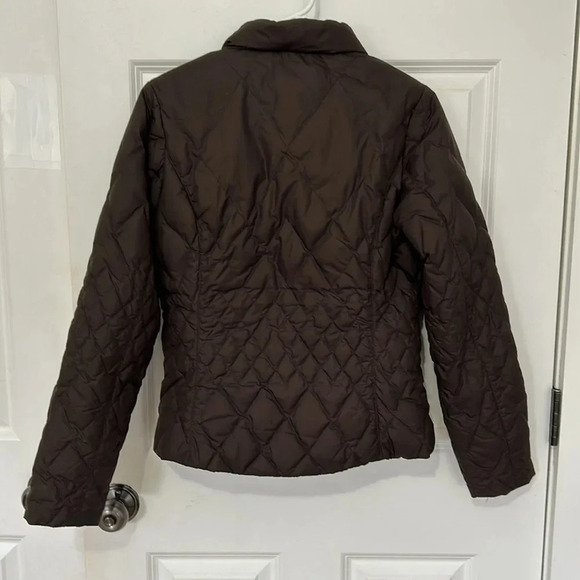 Eddie Bauer premium goose down quilted jacket size small brown zip up - Picture 5 of 10